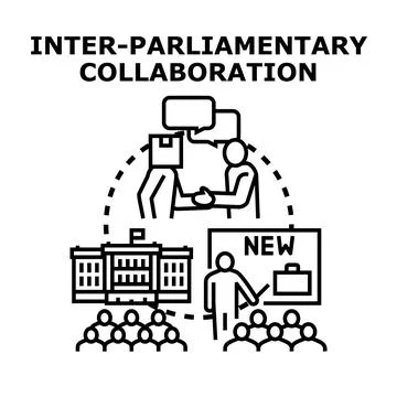 Inter parliamentary collaboration concept developing new policies Stock Illustration