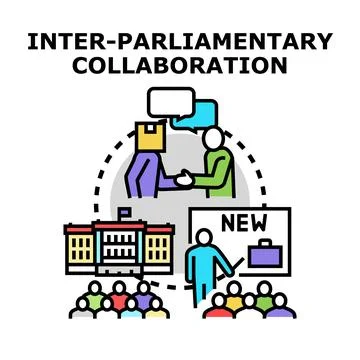 Inter parliamentary collaboration concept developing new policies Ilustração Stock