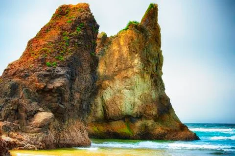 Inter tidal Rocks At Arcadia Beach Stock Photos
