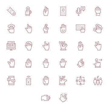 Interact Professional Vector Set with 32 Thin Line PIXEL Perfect Retina Rea.. Stock Illustration