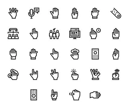 Interact Vector Graphics Pack including 28 Bold Line Retina Ready Editable .. Stock Illustration