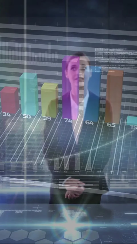 Interacting with 3D animation, businessman analyzing futuristic digital Stock Footage 320288950
