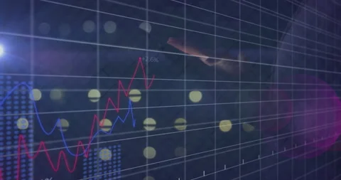 Interacting with animation of rising financial graph and data visualization in Stock Footage 303941720