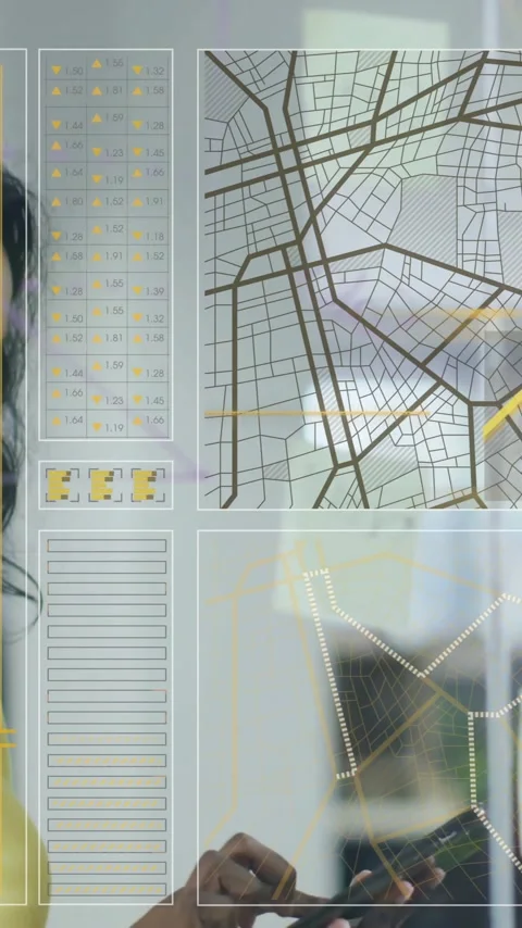 Interacting with digital interface, business professionals analyzing data and Stock Footage 344404104