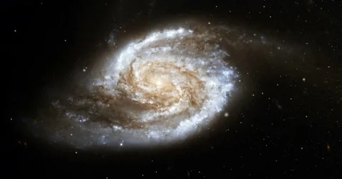 Interacting Galaxy Pulling Each Other Zoom Out Slowly in Stars, 4K Stock Footage 78019000