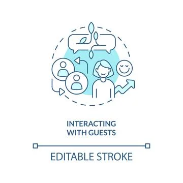 Interacting with guests turquoise concept icon 스톡 일러스트