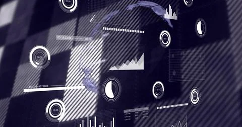 Interacting hooded analyst silhouette tapping glass display in control room, Stock Photos