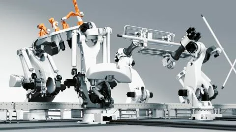 Interacting Industrial Robots イラスト素材