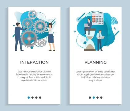 Interaction and Planning, Business Projects Set Illustrazione stock
