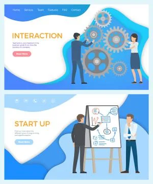 Interaction and Start Up Business World Vector Illustrazione stock