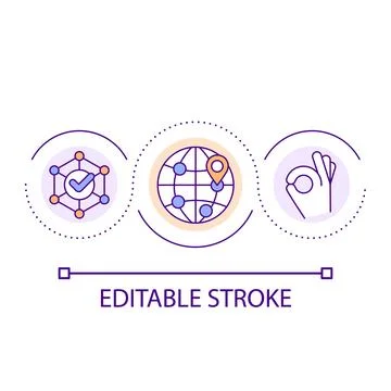 Interaction around world loop concept icon Stock Illustration