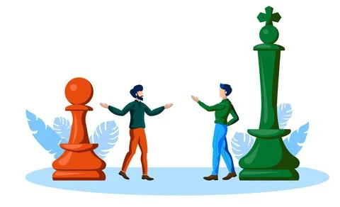 Interaction with authority, chess pawn and king vector illustration concept Stock-Illustration