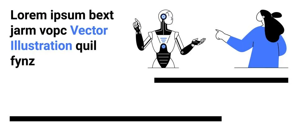 Interaction Between Human and Robot in a Modern Tech Environment Stockillustratie