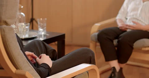 Interaction between psychologist client to solve problem. Empathetic listening. Stock Footage 235038832
