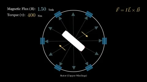 The interaction between a Rotating Magnetic Field (RMF) and a rotor 스톡 동영상 335764452