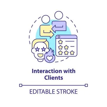Interaction with clients concept icon Stock Illustration