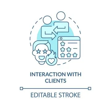 Interaction with clients turquoise concept icon Stock-Illustration