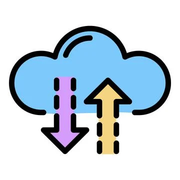 Interaction with the cloud icon color outline vector Stock Illustration