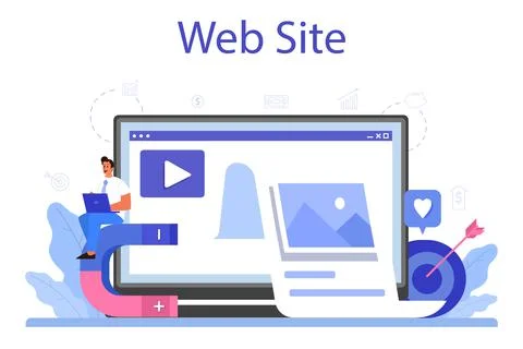 Interaction with a customer online service or platform. Marketing technique Stock Illustration