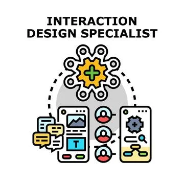 Interaction design specialist creating user experience interfaces Stock Illustration