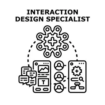 Interaction design specialist creating user experience interfaces Stock Illustration