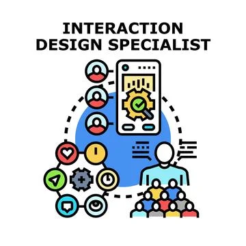 Interaction design specialist optimizing user experience process Illustrazione stock