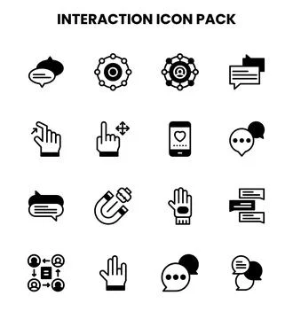 Interaction DuoTone Collection Icons Pack Stock Illustration