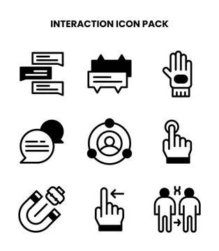 Interaction DuoTone Set Icons Pack Stock Illustration