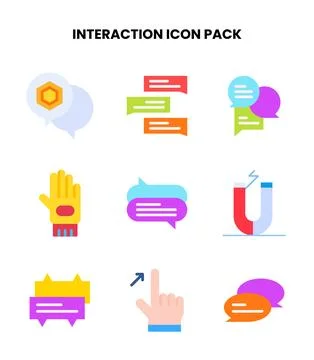 Interaction Flat Bundle Icons Pack Stock Illustration