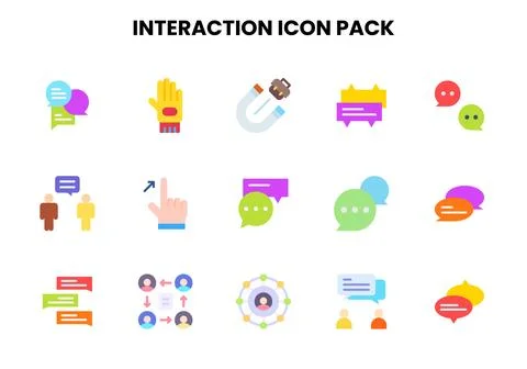 Interaction Flat Collection Icons Pack 库存插图