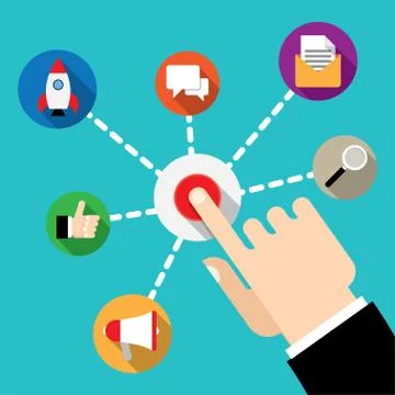 Interaction flat design concept. Stock Illustration