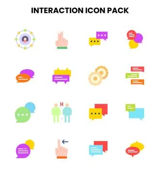 Interaction Flat Design Icons Pack Illustrazione stock