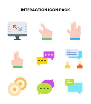Interaction Flat Scalable Icons Pack Stock Illustration