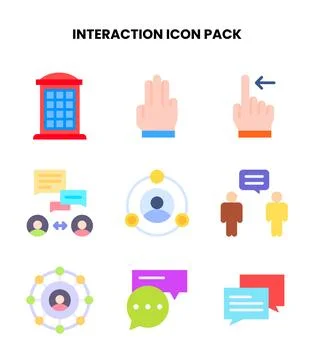 Interaction Flat UI Icons Pack Stock Illustration