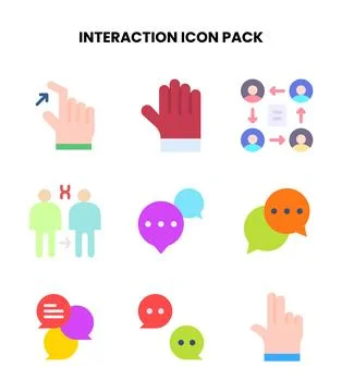 Interaction Flat Vector Icons Pack Stock Illustration
