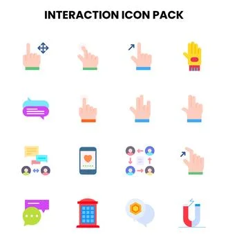 Interaction Flat Vector Icons Pack イラスト素材