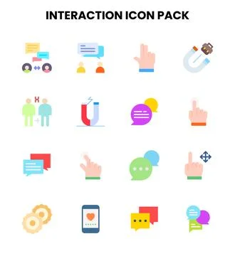 Interaction Flat Vector Icons Pack Stock Illustration