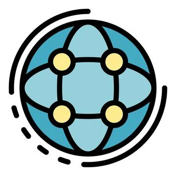 Interaction global network icon color outline vector Illustrazione stock