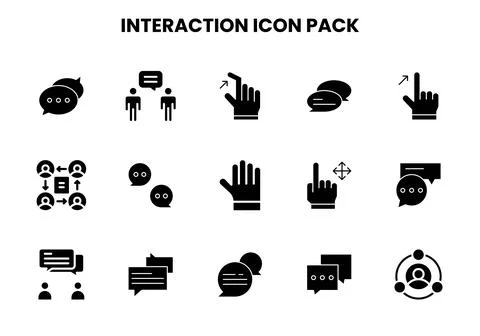 Interaction Glyph Collection Icons Pack Illustrazione stock