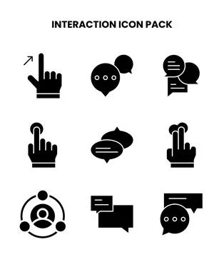 Interaction Glyph UI Icons Pack Illustrazione stock