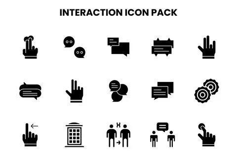 Interaction Glyph Vector Icons Pack 스톡 일러스트