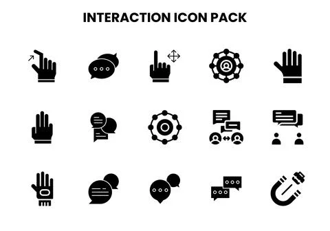 Interaction Glyph Vector Icons Pack 库存插图
