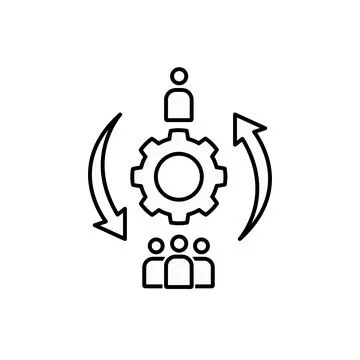 Interaction icon with people, line vector Stock Illustration