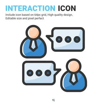 Interaction icon vector with outline color style isolated on white background Illustrazione stock