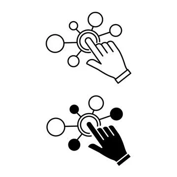 Interaction Icons. Black and White Vector Icons. Pressing the Touch Button .. Stockillustratie