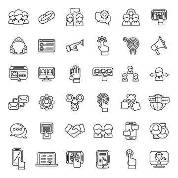 Interaction icons set outline vector. Test process 스톡 일러스트