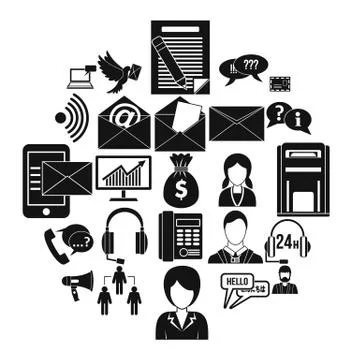 Interaction icons set, simple style Illustrazione stock