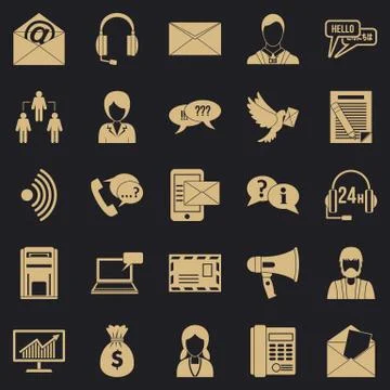 Interaction icons set, simple style Illustrazione stock