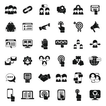 Interaction icons set simple vector. Test process Illustrazione stock
