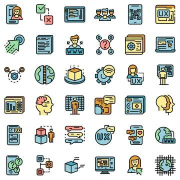 Interaction icons set vector flat Illustrazione stock